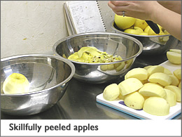 Skillfully peeled apples