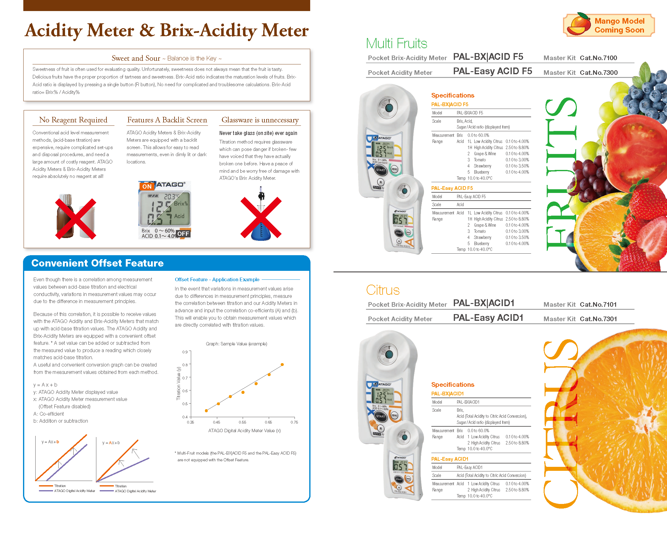 Acidity Meter & Brix-Acidity Meter / Multi Fruits / Citrus