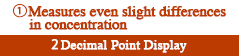 Measures even slight differences in concentration2 Decimal Point Display