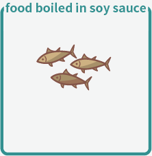food boiled in soy sauce