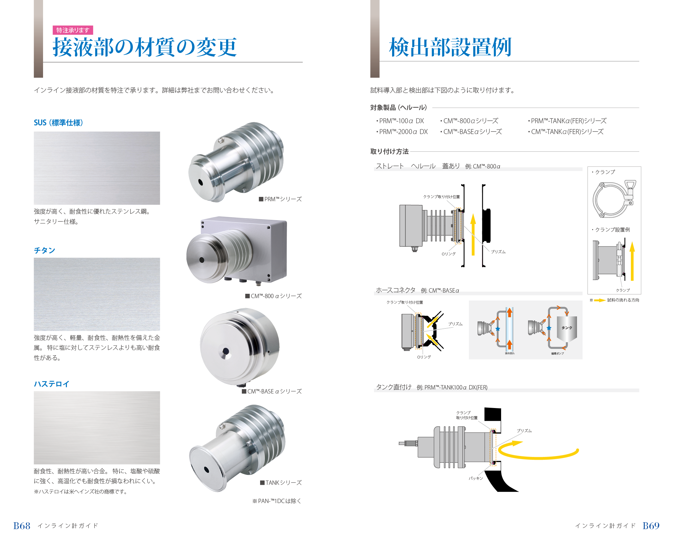 接液部の材質変更／検出部設置例