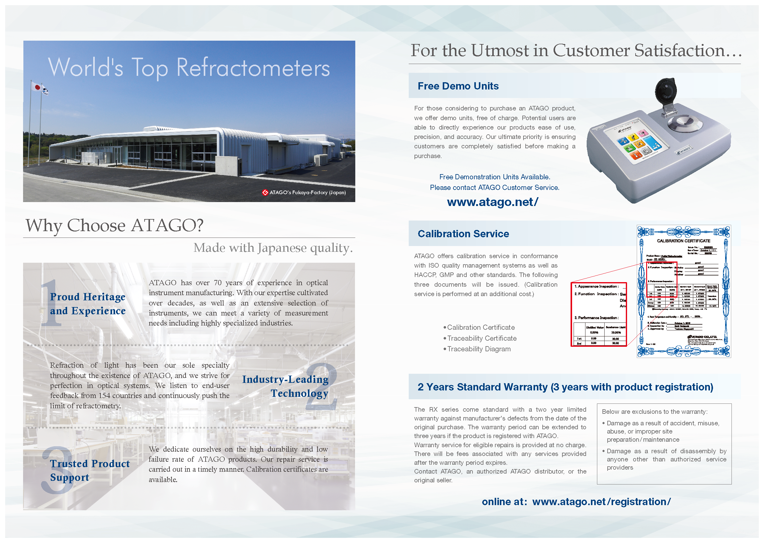 Why Choose ATAGO? / For the Utmost in Customer Satisfaction…